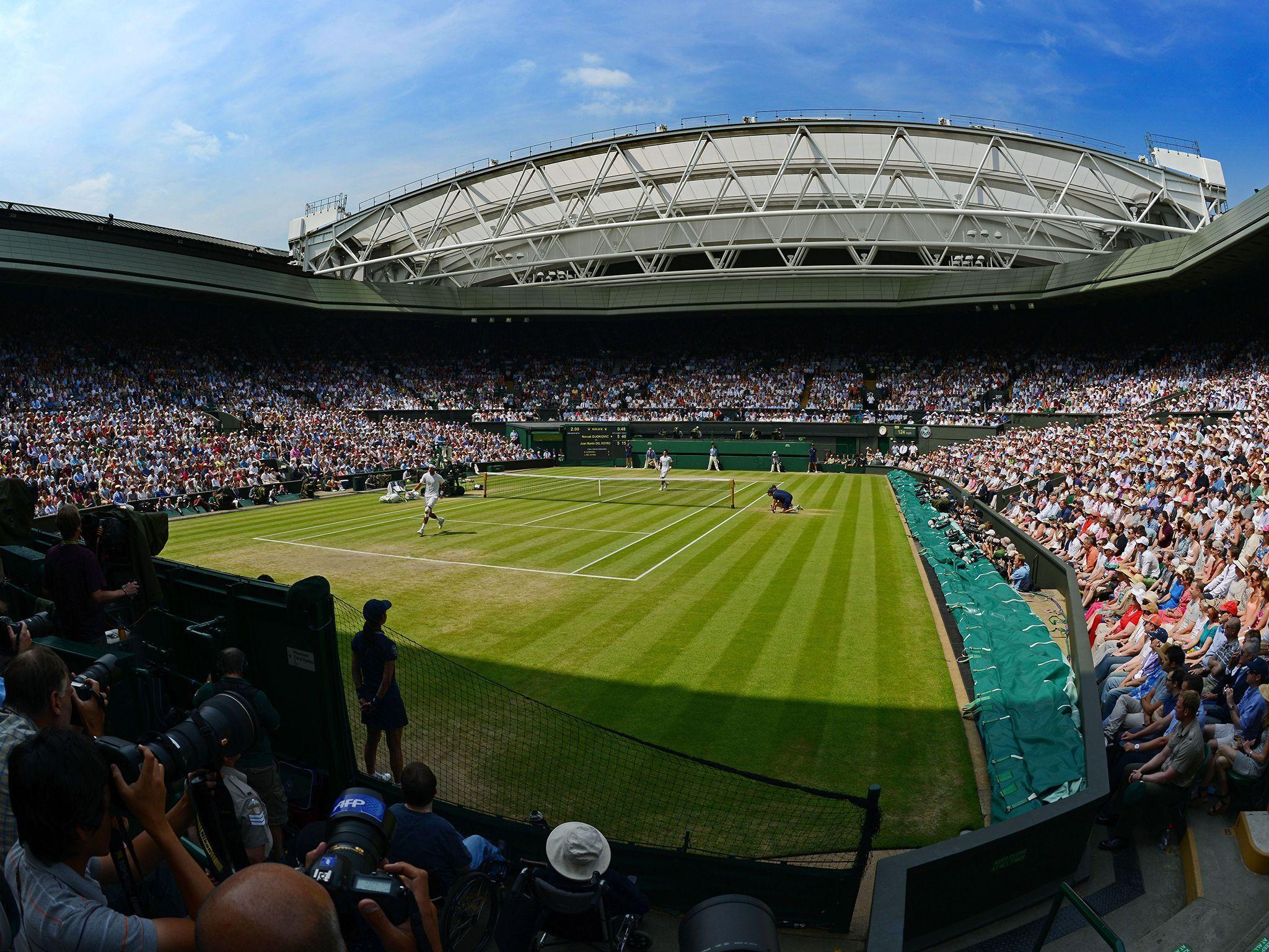 wimbledon 2020-wimbledon tennis court with players and spectators